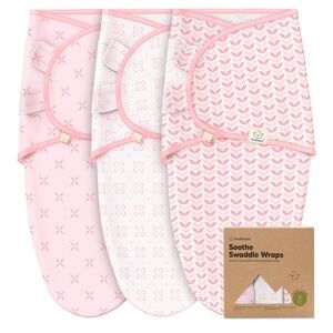 KeaBabies Pink and White Swaddle Wraps Set - XS/newborn